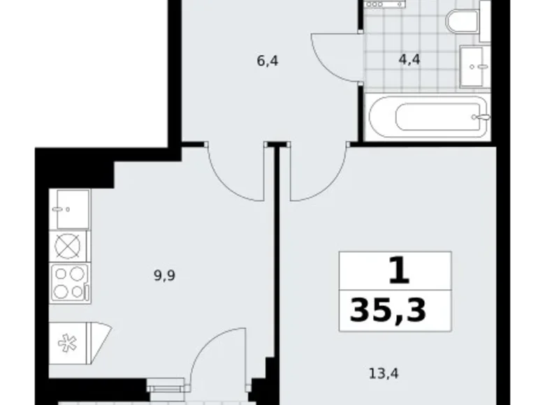 Appartement 1 chambre 35 m² Troïtsk, Russie