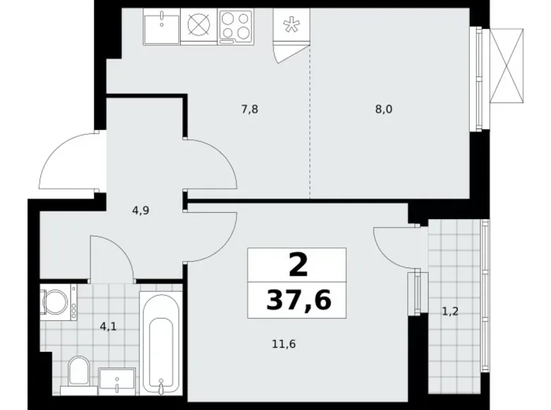 Квартира 2 комнаты 38 м² район Коммунарка, Россия