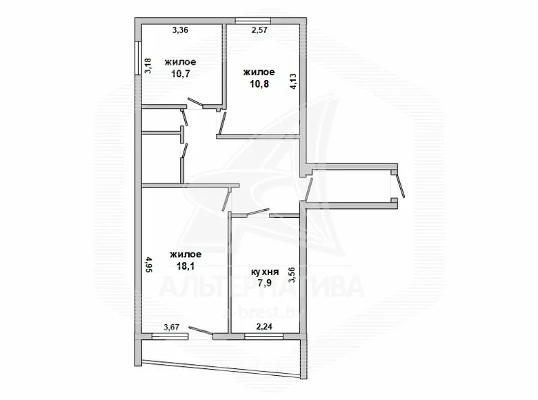 Apartamento 3 habitaciones 67 m² Brest, Belarús