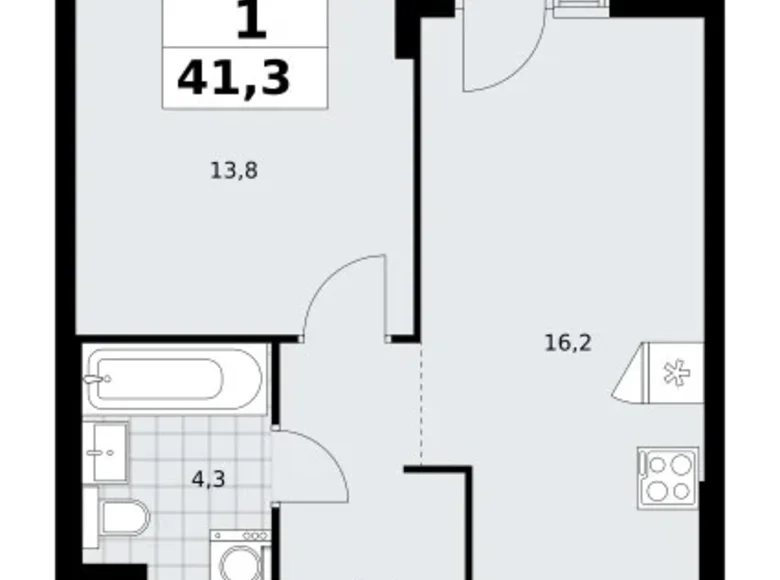 Wohnung 1 zimmer 41 m² Troizk, Russland