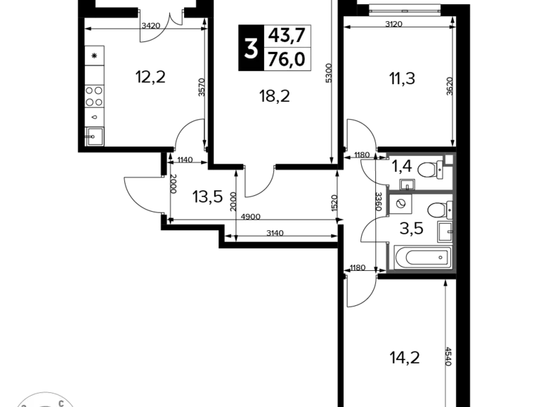 Appartement 3 chambres 76 m² Moscou, Russie