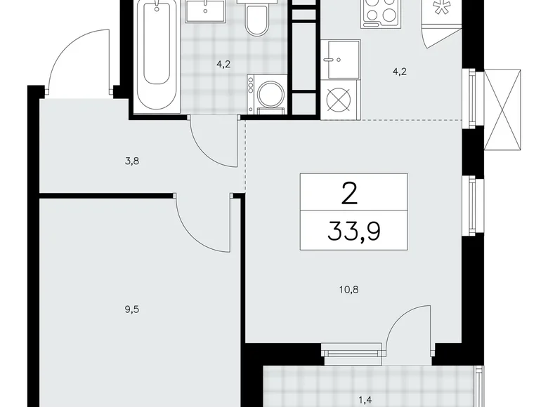 Apartamento 2 habitaciones 34 m² Kommunarka, Rusia