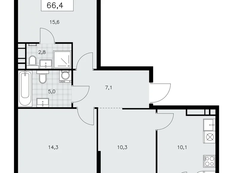Mieszkanie 3 pokoi 66 m² Kommunarka, Rosja