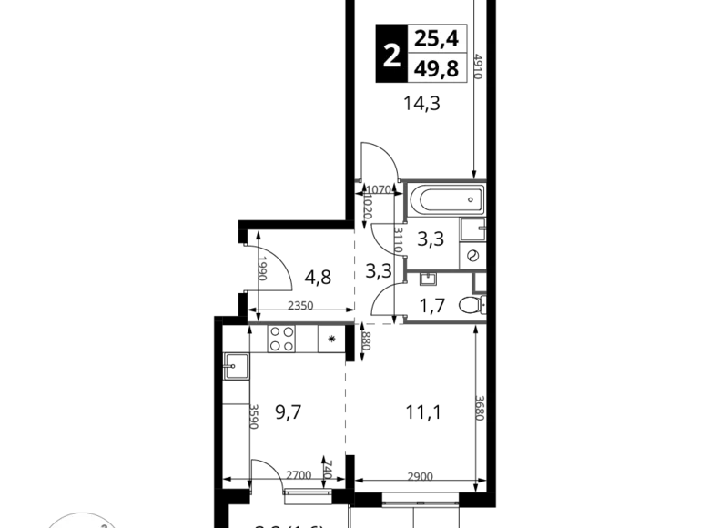 Mieszkanie 2 pokoi 50 m² Chimki, Rosja