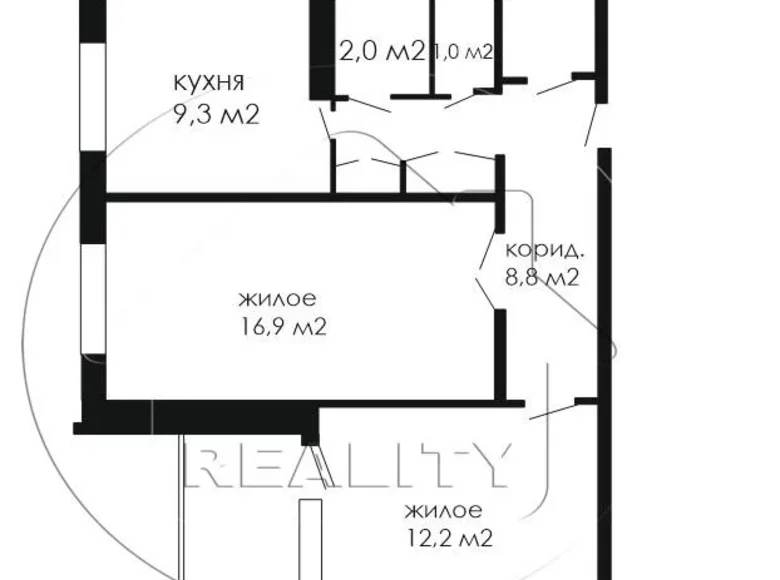 Квартира 2 комнаты 56 м² Мухавецкий сельский Совет, Беларусь
