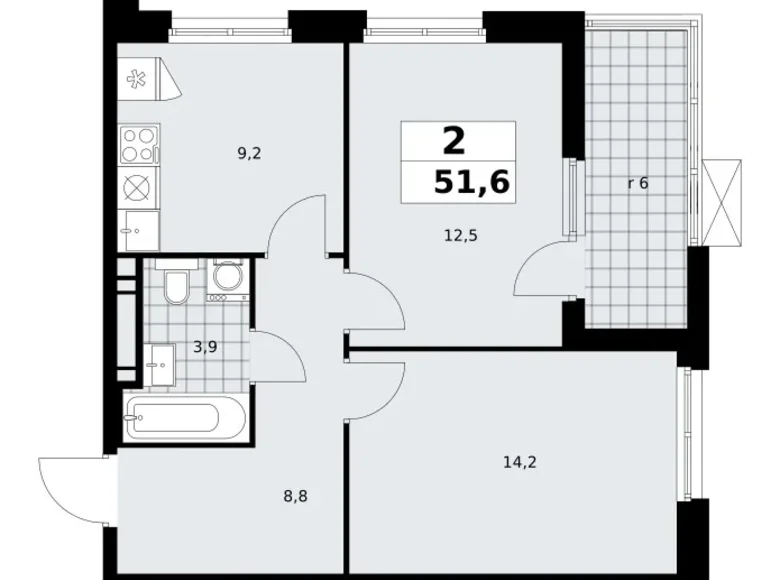 Mieszkanie 2 pokoi 52 m² Kommunarka, Rosja