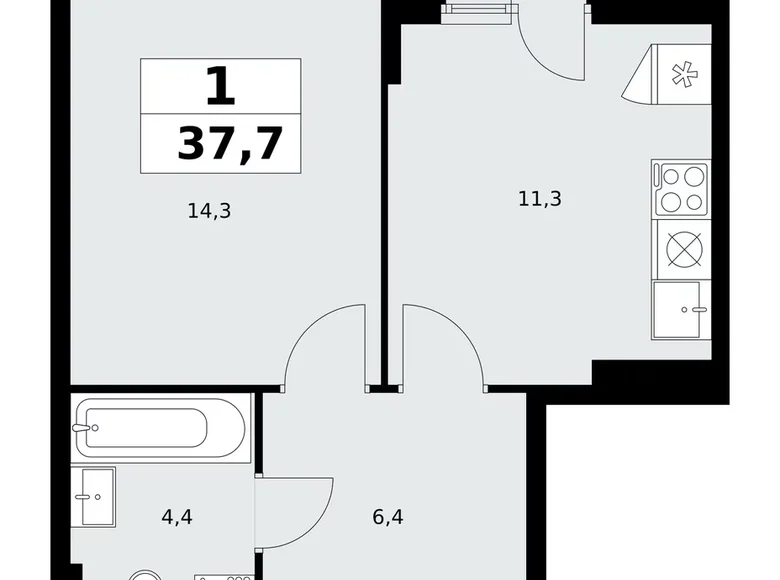 Appartement 1 chambre 38 m² Kommunarka, Russie