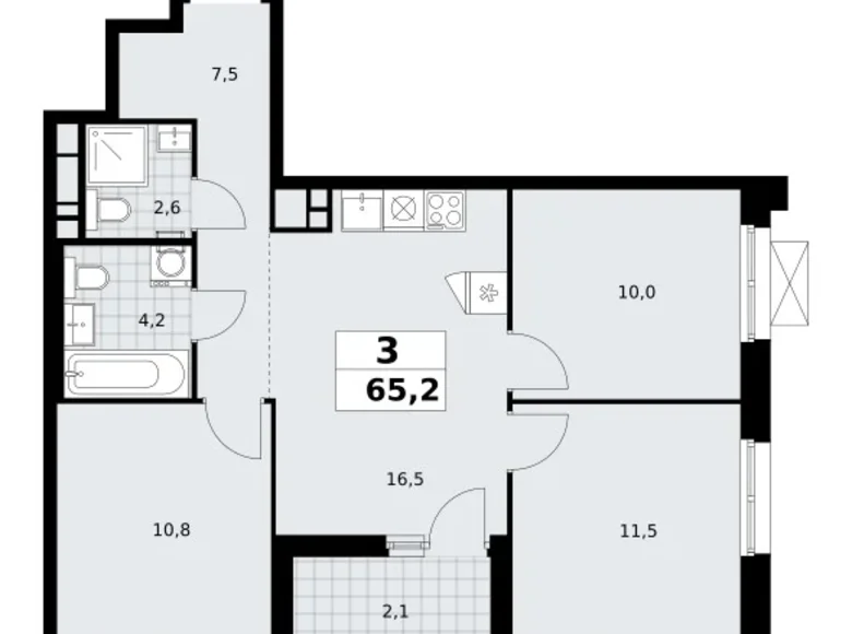 Mieszkanie 3 pokoi 65 m² Kommunarka, Rosja