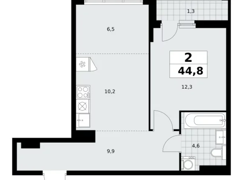 Apartamento 2 habitaciones 45 m² Kommunarka, Rusia