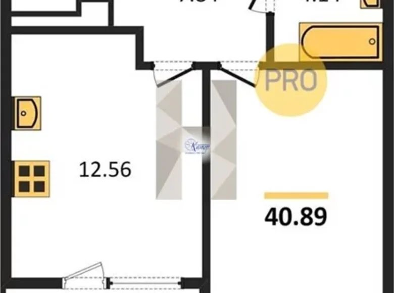 1 room apartment 41 m² Kaliningrad, Russia