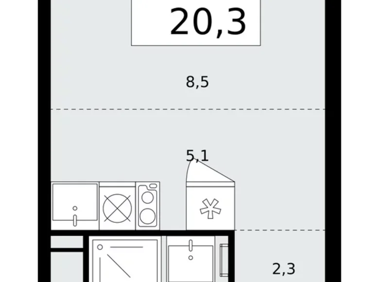 Appartement 1 chambre 20 m² Troïtsk, Russie