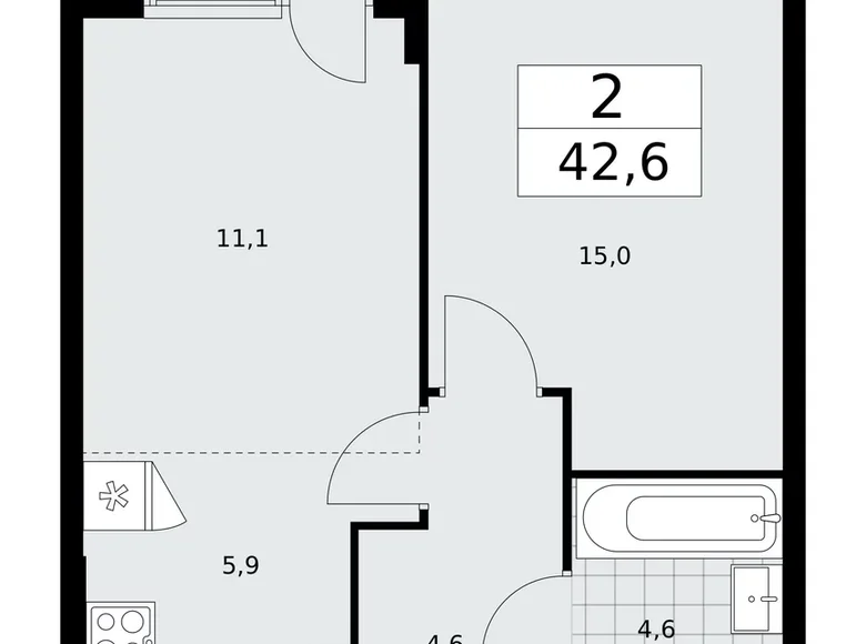 Appartement 2 chambres 43 m² Kommunarka, Russie