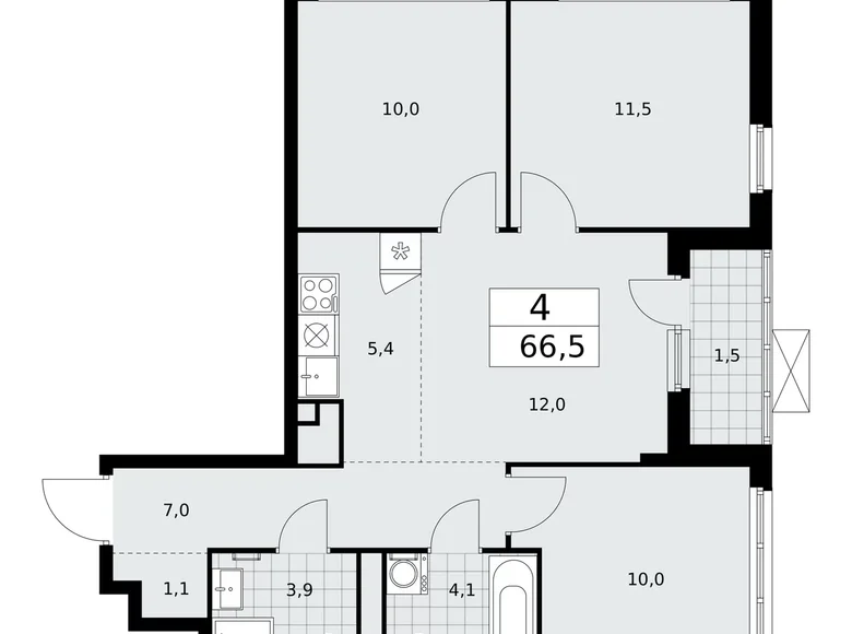 4 room apartment 67 m² Kommunarka, Russia