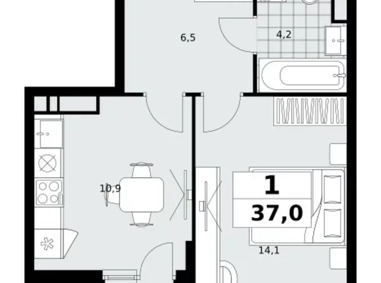 Appartement 1 chambre 37 m² Kommunarka, Russie