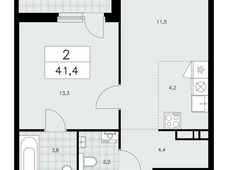 Appartement 2 chambres 41 m² Kommunarka, Russie