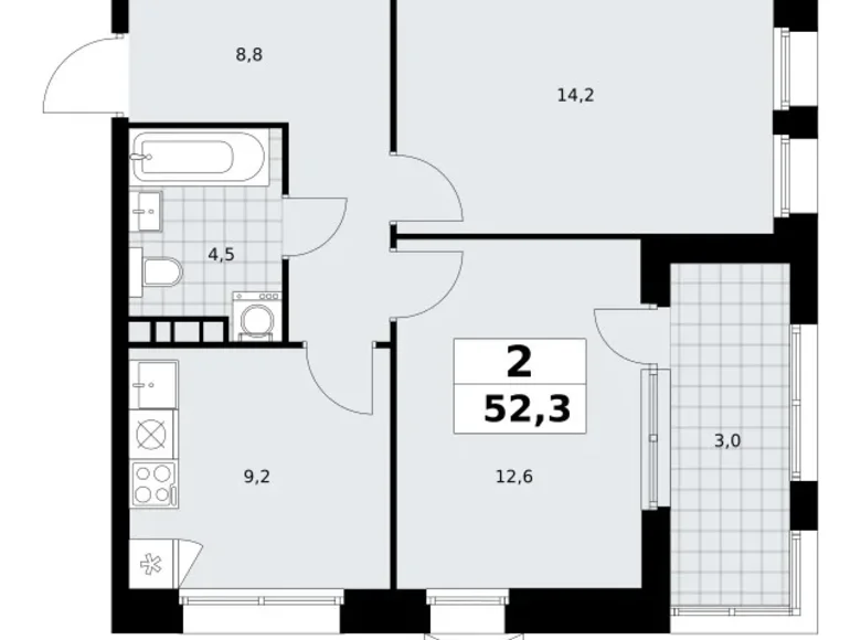 Mieszkanie 2 pokoi 52 m² Kommunarka, Rosja