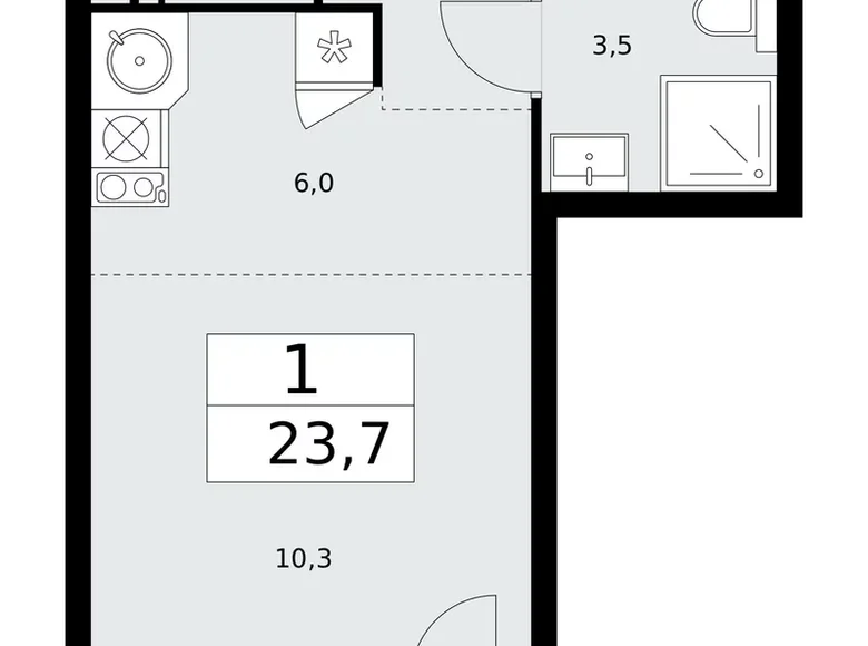 Wohnung 1 zimmer 24 m² Kommunarka, Russland