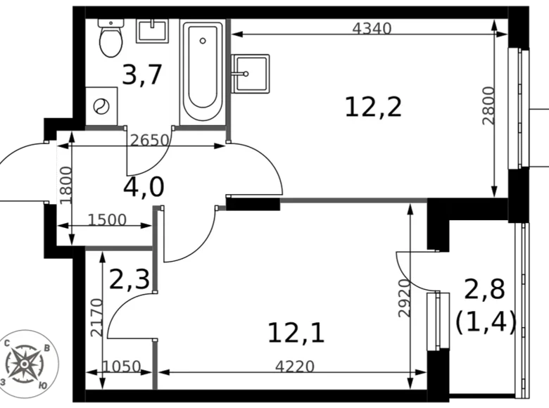 Wohnung 1 zimmer 36 m² Sapronovo, Russland
