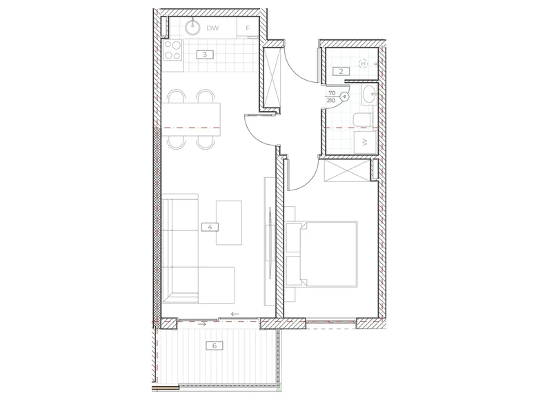 Mieszkanie 1 pokój 48 m² Boreti, Czarnogóra