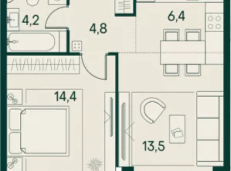 1 bedroom apartment 44 m² Moscow, Russia