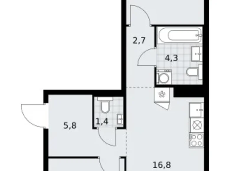 Apartamento 2 habitaciones 58 m² Troitsk, Rusia