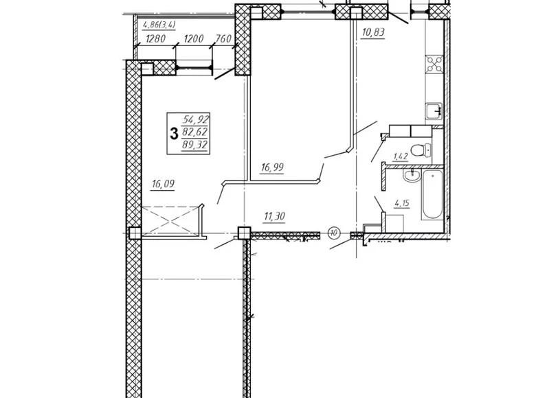 Mieszkanie 3 pokoi 89 m² Mohylew, Białoruś