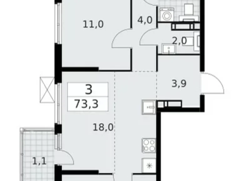 Квартира 3 комнаты 73 м² Красное Село, Россия