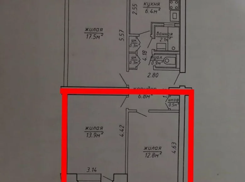 Apartamento 3 habitaciones 62 m² Minsk, Belarús
