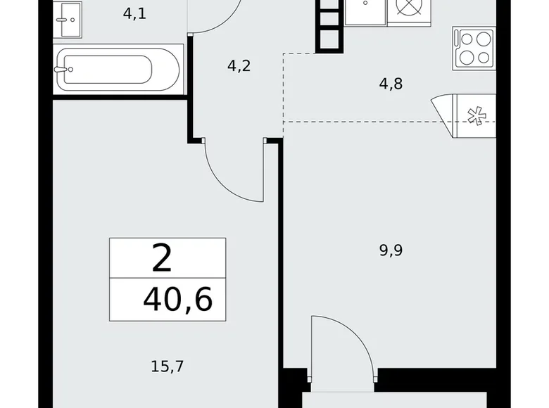 Apartamento 2 habitaciones 41 m² Kommunarka, Rusia