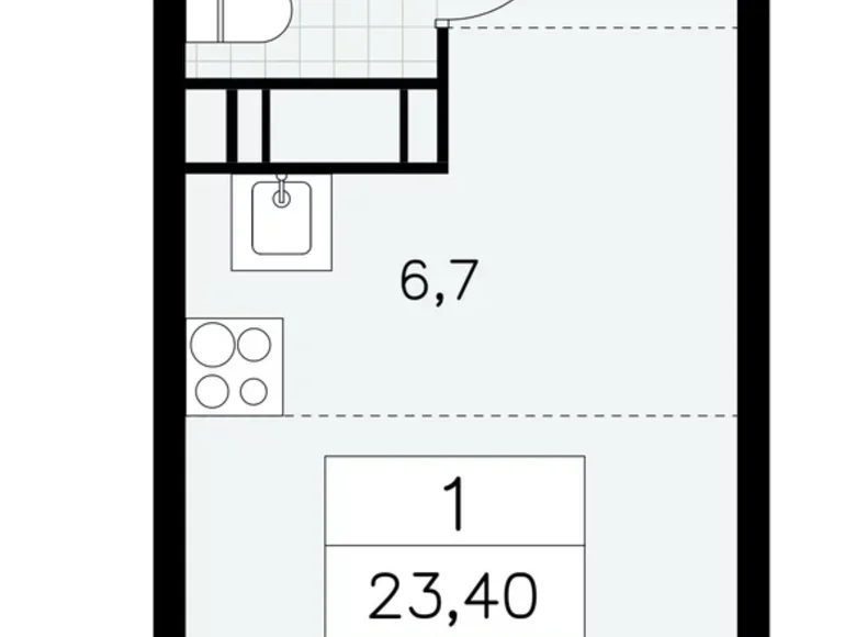 Wohnung 1 zimmer 23 m² Kommunarka, Russland