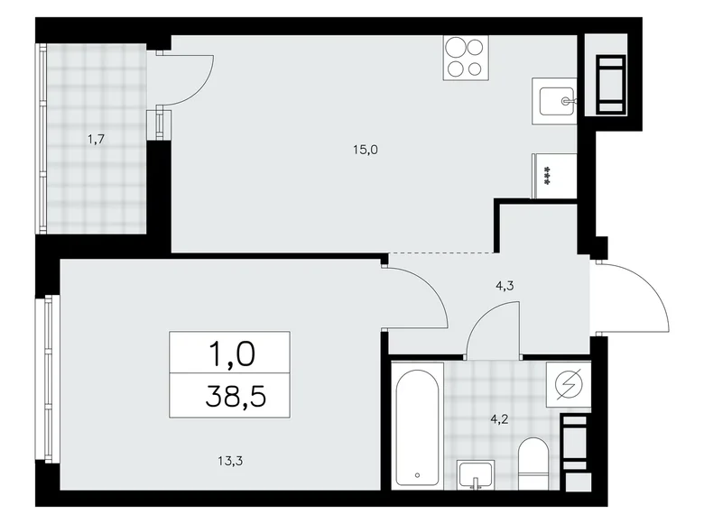 Apartamento 1 habitación 39 m² Krasnoye Selo, Rusia
