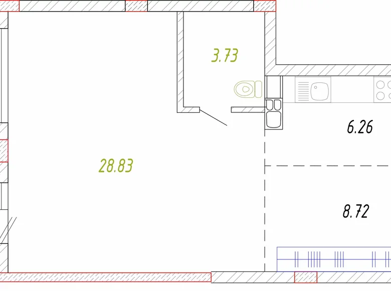 Квартира 1 комната 51 м² Шацк, Беларусь