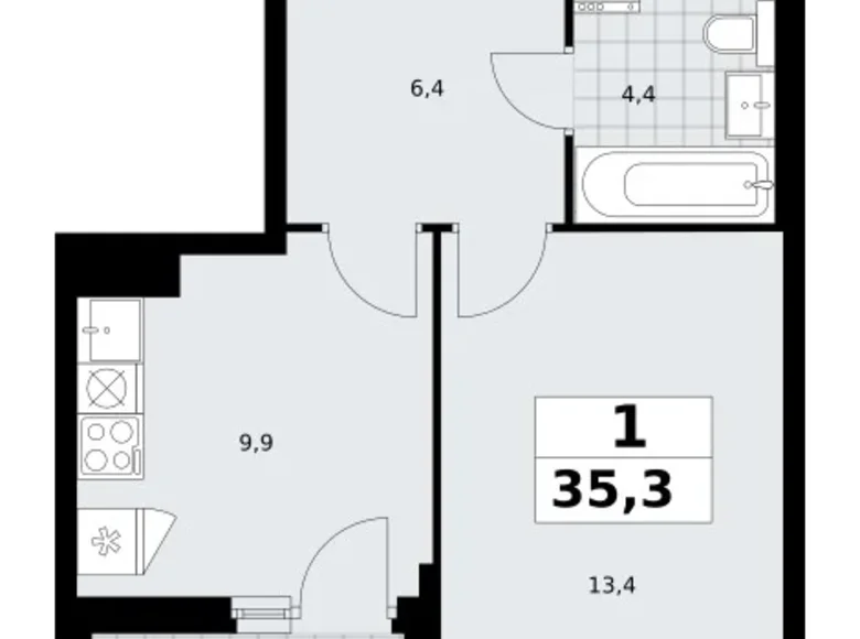 Mieszkanie 1 pokój 35 m² Troick, Rosja