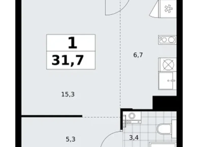 Mieszkanie 1 pokój 32 m² Troick, Rosja