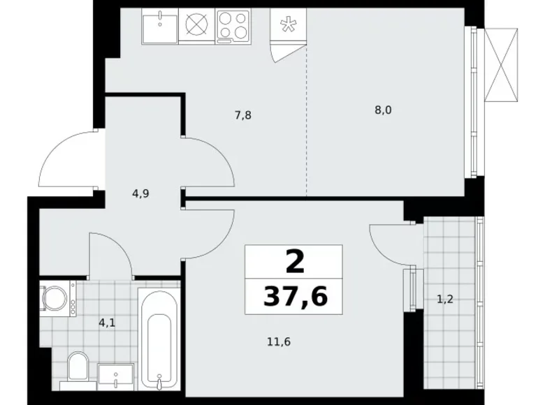 Wohnung 2 zimmer 38 m² Kommunarka, Russland
