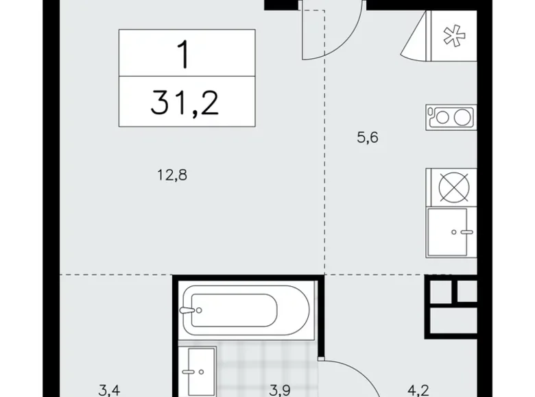 Apartamento 1 habitación 31 m² Kommunarka, Rusia