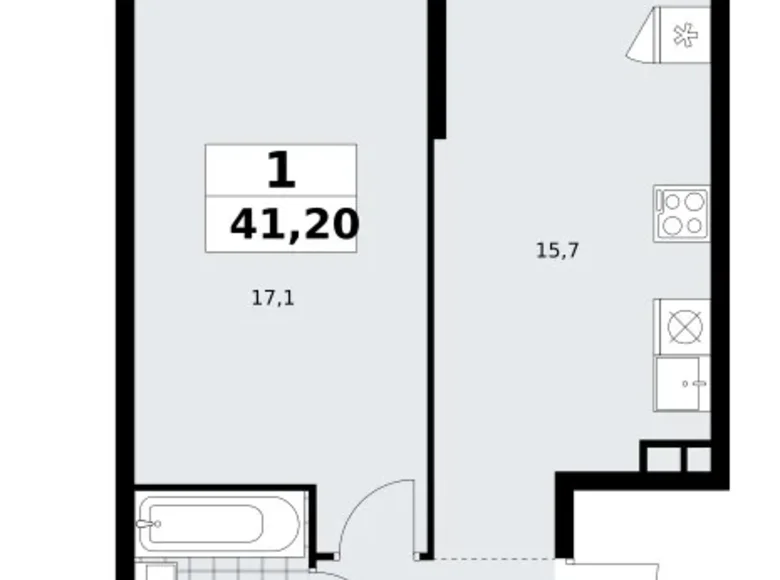 Apartamento 1 habitación 41 m² Kommunarka, Rusia