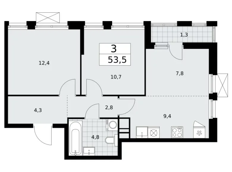 Mieszkanie 3 pokoi 54 m² Kommunarka, Rosja