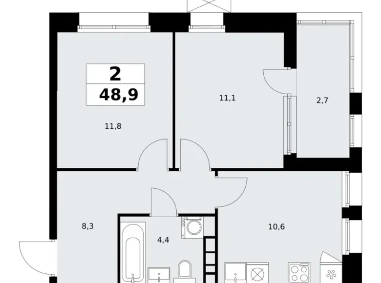 Квартира 2 комнаты 49 м² район Коммунарка, Россия
