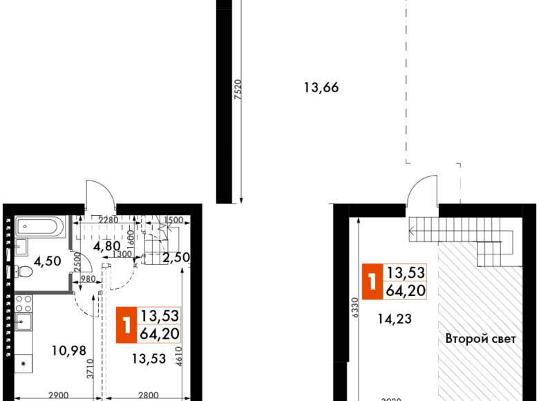Mieszkanie 2 pokoi 65 m² Odincovskij gorodskoj okrug, Rosja