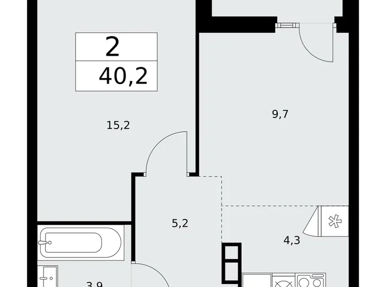 Mieszkanie 2 pokoi 40 m² Troick, Rosja