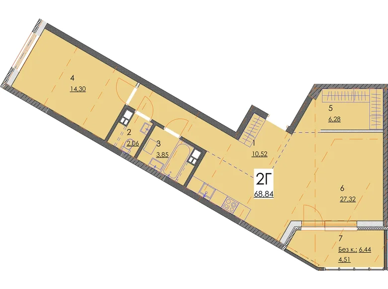 Apartamento 2 habitaciones 69 m² Minsk, Belarús