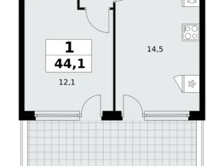 Mieszkanie 1 pokój 44 m² Kommunarka, Rosja