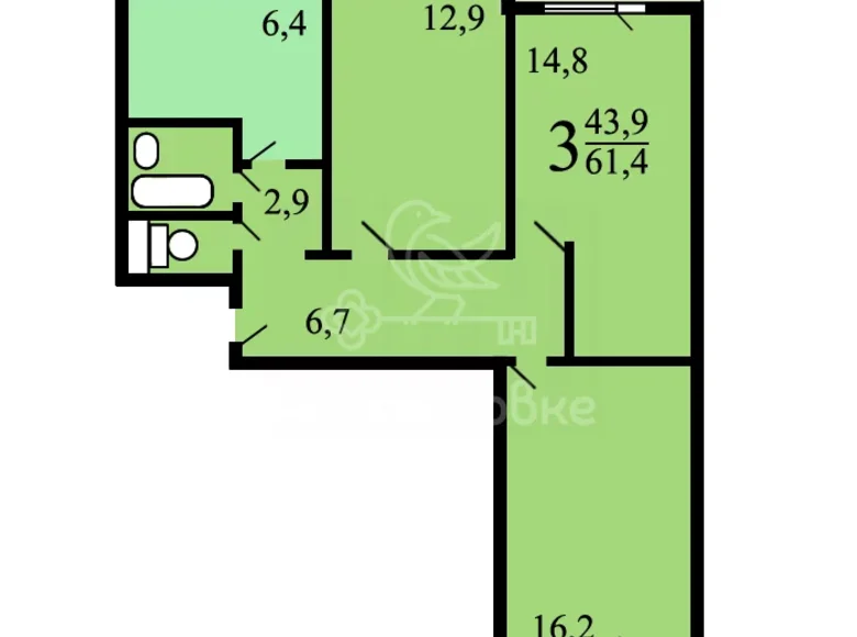Mieszkanie 3 pokoi 62 m² Moskwa, Rosja