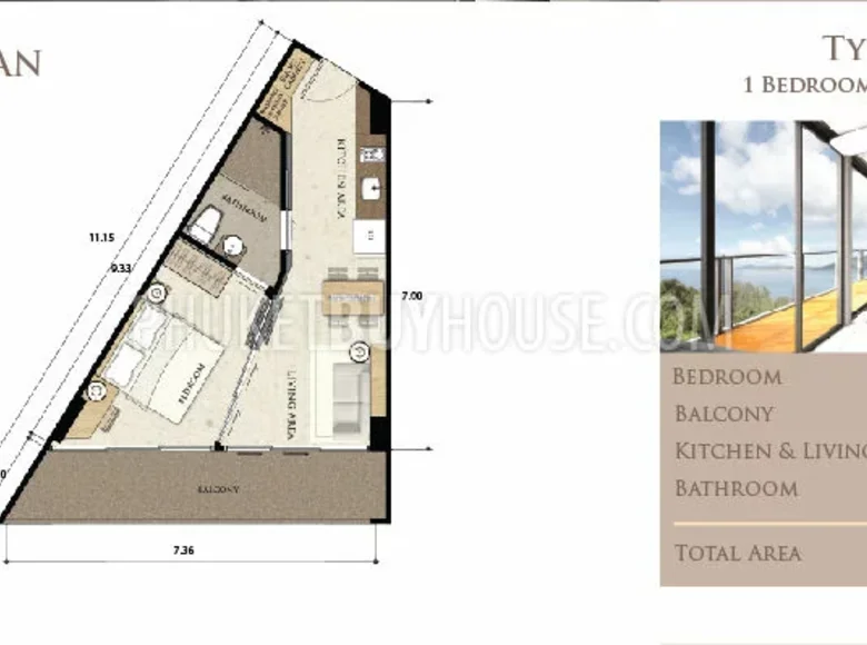 Кондо 1 спальня 44 м² Камала, Таиланд