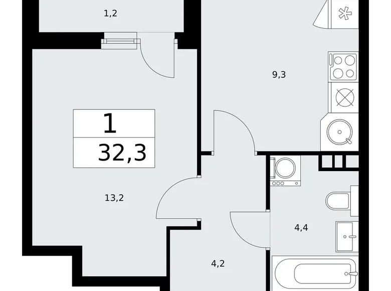 Appartement 1 chambre 32 m² Kommunarka, Russie