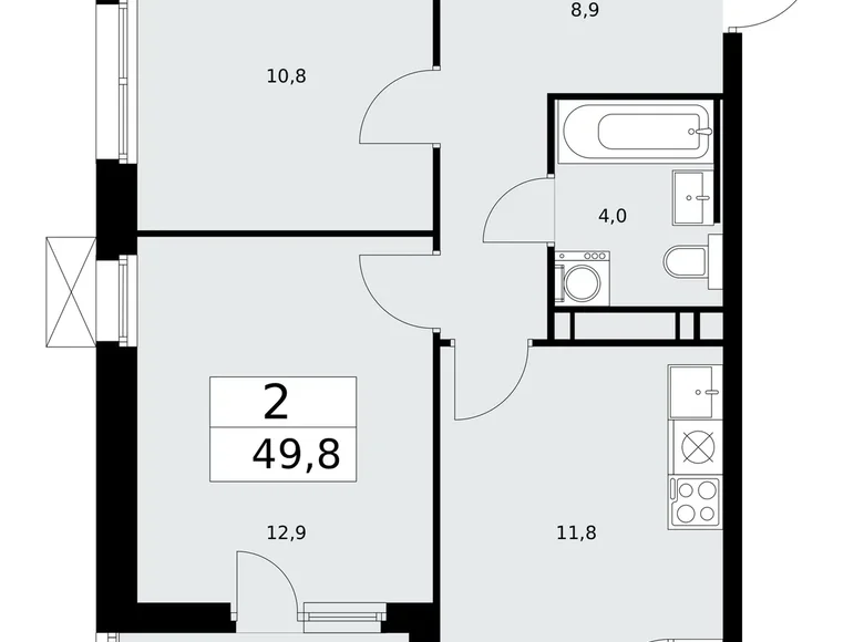 Apartamento 2 habitaciones 50 m² Kommunarka, Rusia