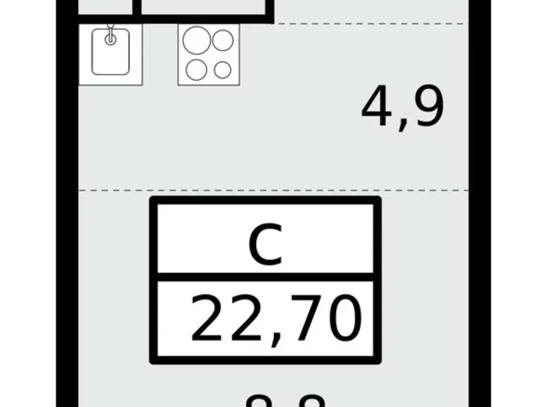 Apartamento 1 habitación 22 m² Vsevolozhsk, Rusia