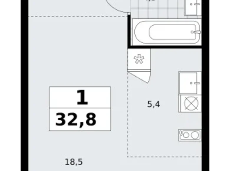 Apartamento 1 habitación 33 m² Kommunarka, Rusia