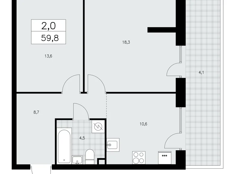 Квартира 2 комнаты 60 м² Красное Село, Россия